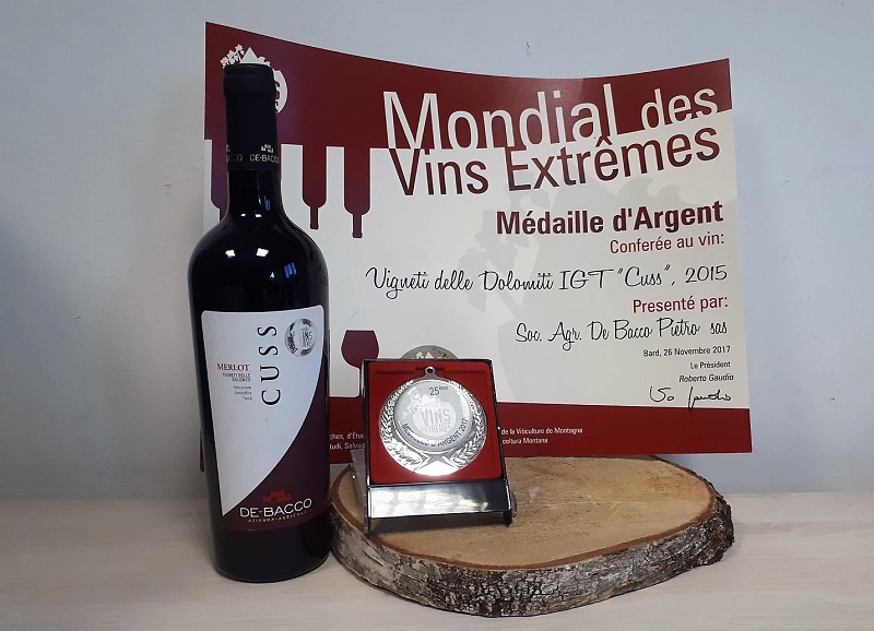 Medaglia d’argento per il Cuss 2015 dell’Azienda Agricola De Bacco al Mondial des Vins Extrêmes