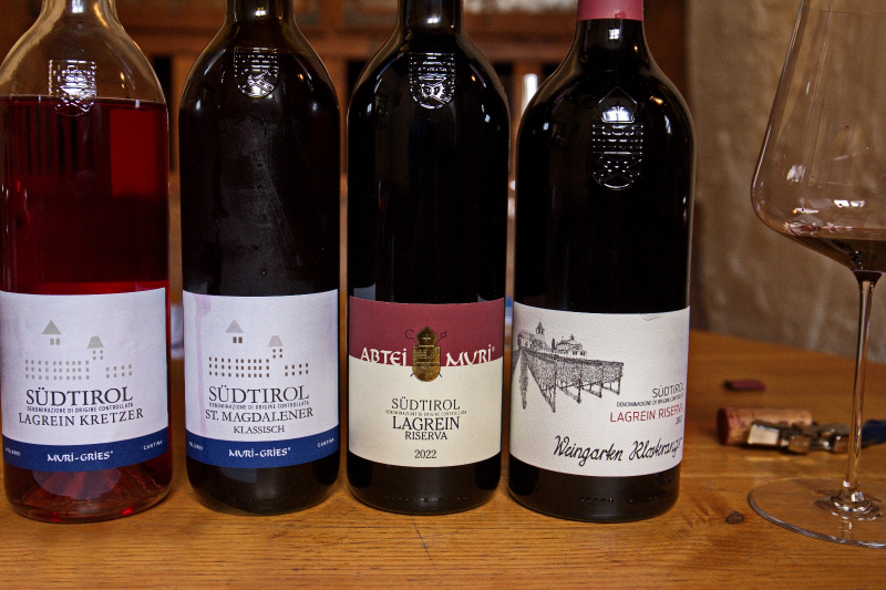 Gamma di vini rossi e rosato Muri Gries: Lagrein Kretzer, St. Magdalener, Lagrein Riserva Abtei Muri e Weingarten Klosteranger