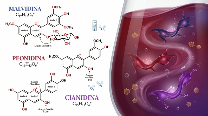 Il colore del vino rosso e rosato e gli antociani