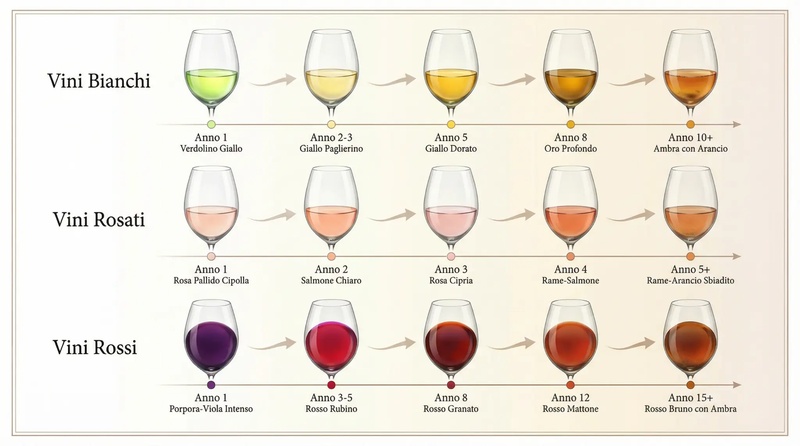 Evoluzione nel tempo del colore del vino