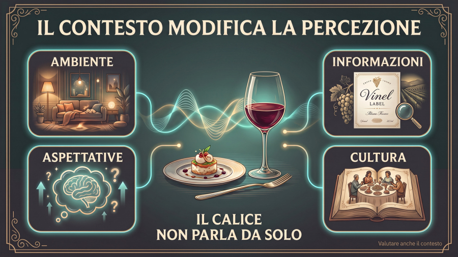 L’abbinamento cibo-vino: infografica sul ruolo del contesto, delle aspettative e della cultura nella percezione.