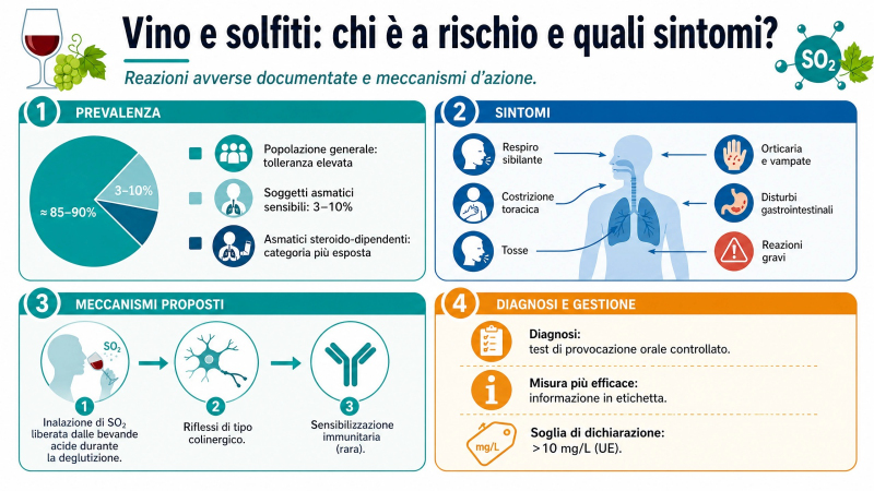 Sensibilità a vino e solfiti: prevalenza nei soggetti asmatici, sintomi respiratori, meccanismi d'azione e gestione clinica